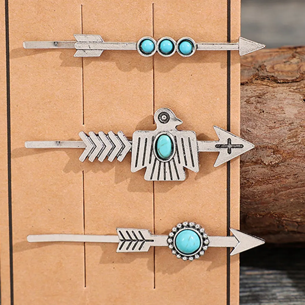 3 PCS/Set Artificial Turquoise Hair Pins, image 3