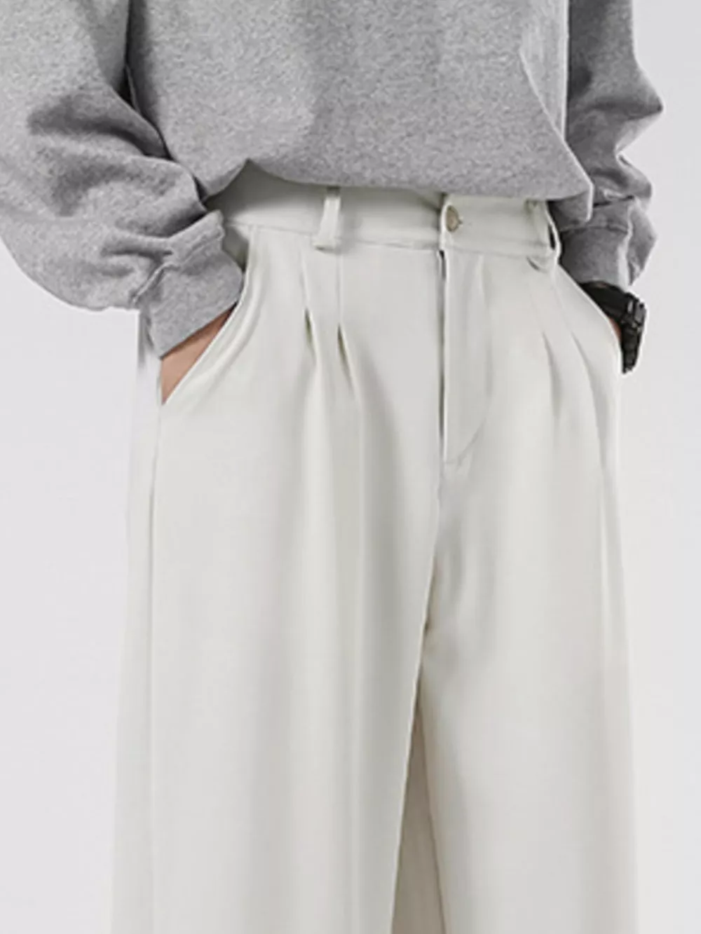 Men's Plus Size Pleated Wide Leg Casual Pants, image 3