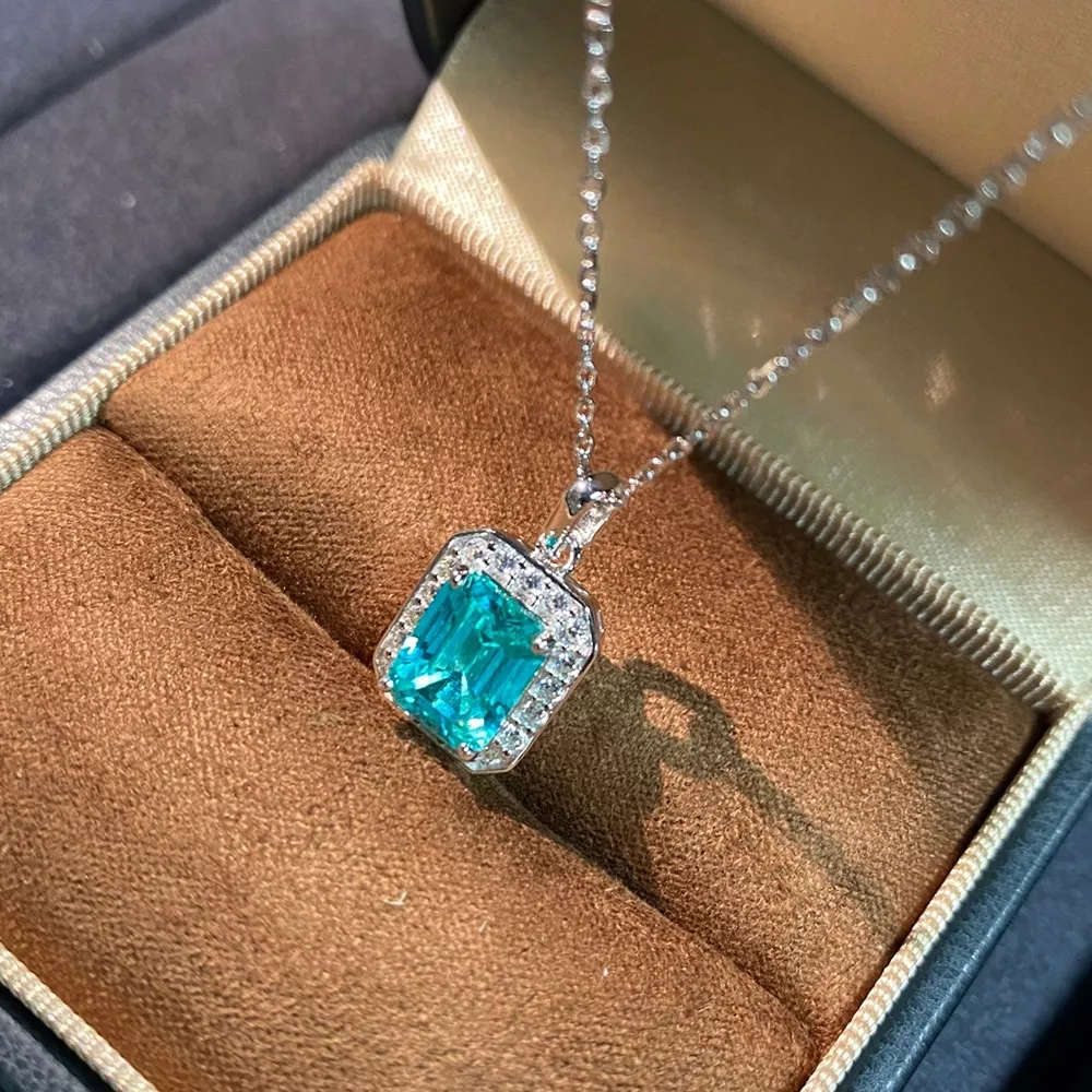 925 Sterling Silver Zircon Geometric Pendant Necklace, image 3