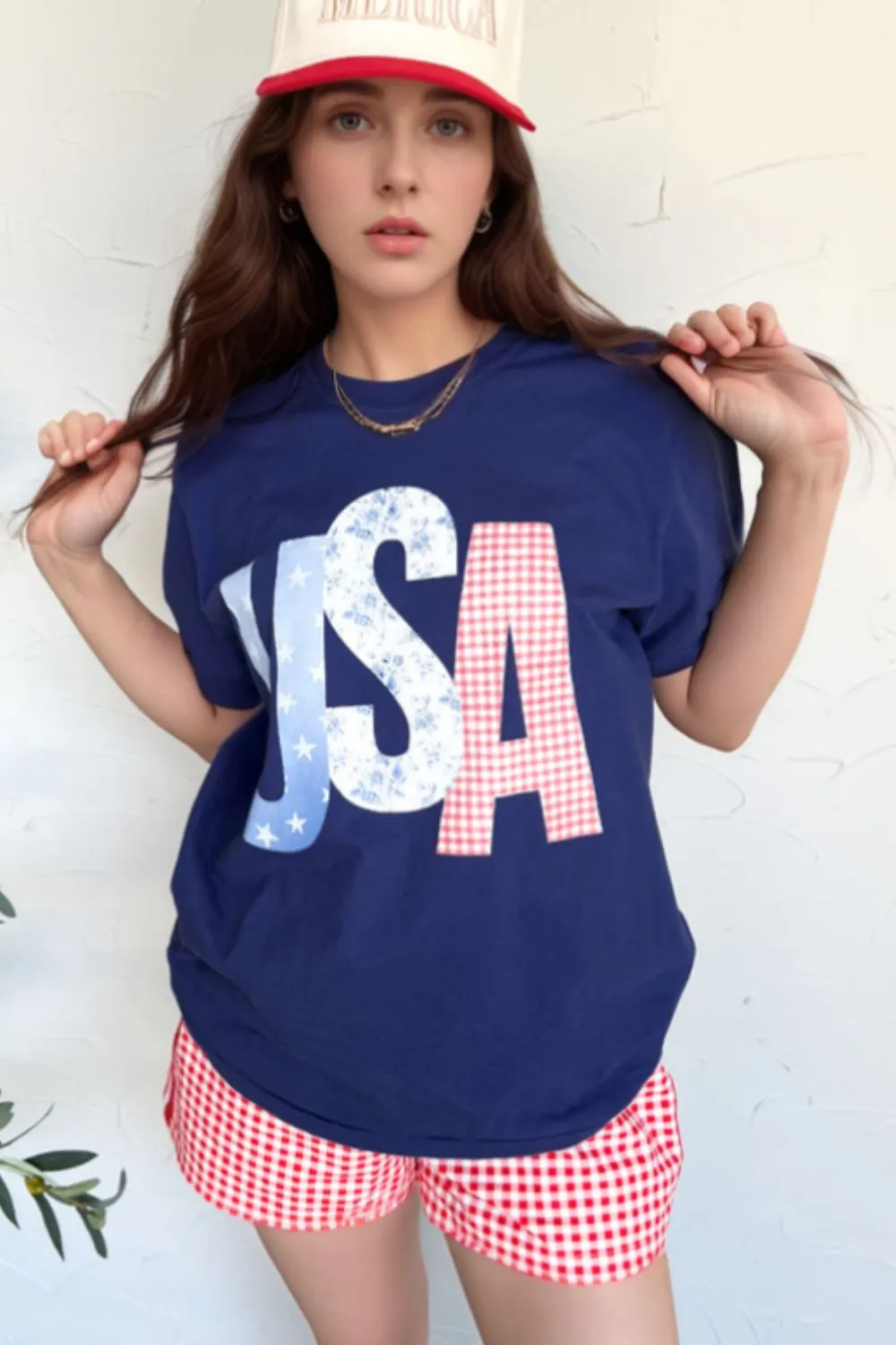 USA Letter Round Neck T-Shirt, image 2