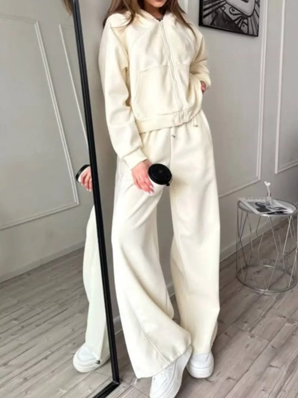 Fleece Zip-Up Hoodie and Joggers Set, image 7