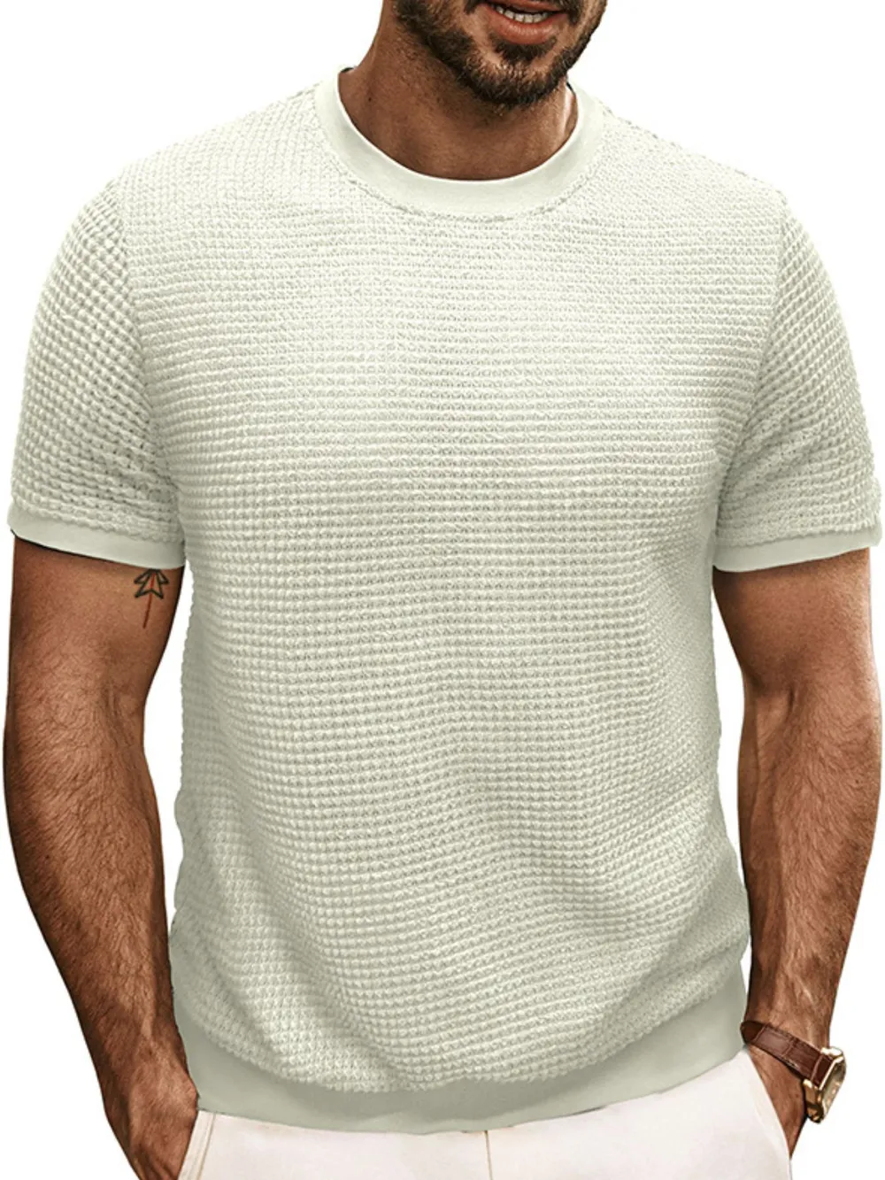 Men's Textured Knit Crew Neck T-Shirt, image 11