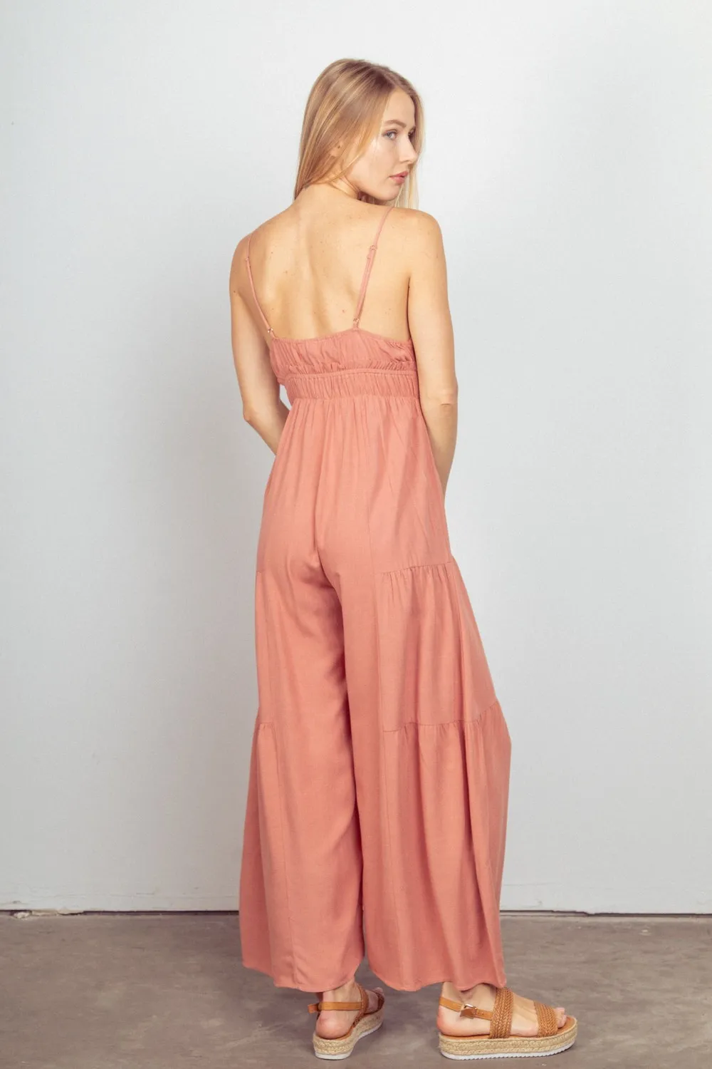 Sleeveless Ruched Wide Leg Jumpsuit, image 2