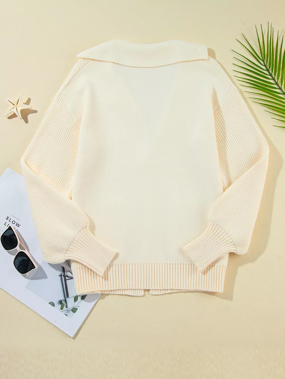 Solid Color Knit Lapel Collar Single Button Sweater Cardigan, image 6