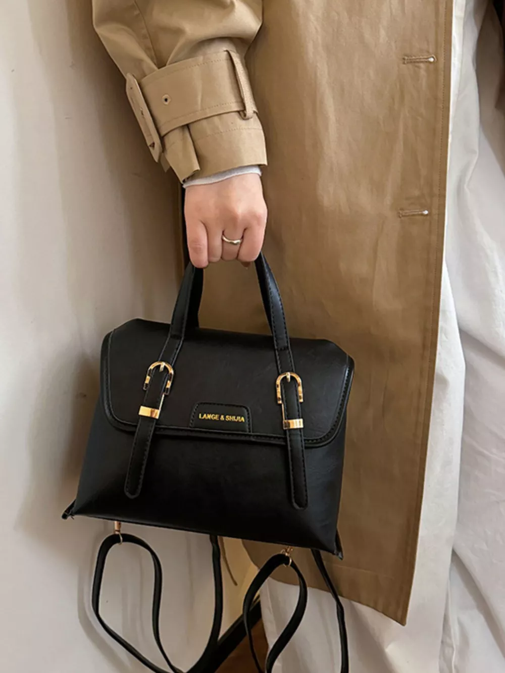 Leather Flap Backpack Bag, image 6
