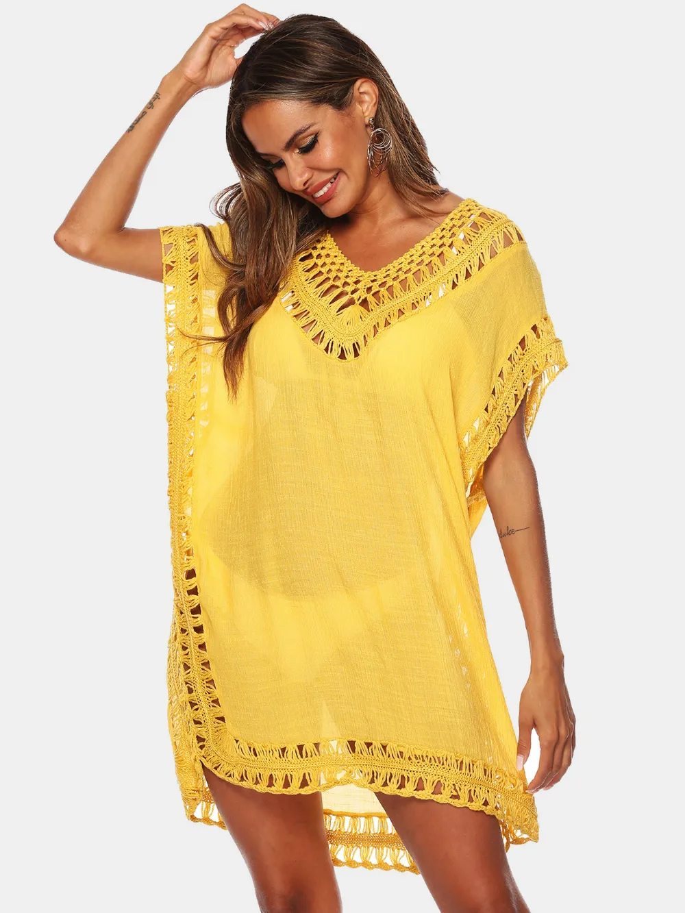 Cutout V-Neck Short Sleeve Cover-Up, image 11