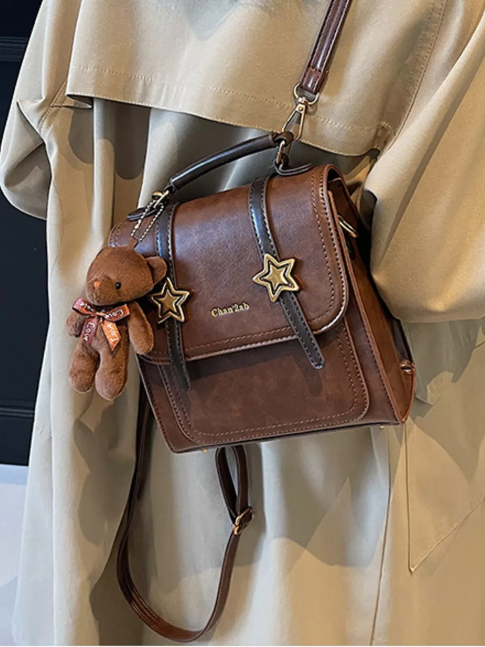 Star-Embellished Convertible Backpack Bag, image 6