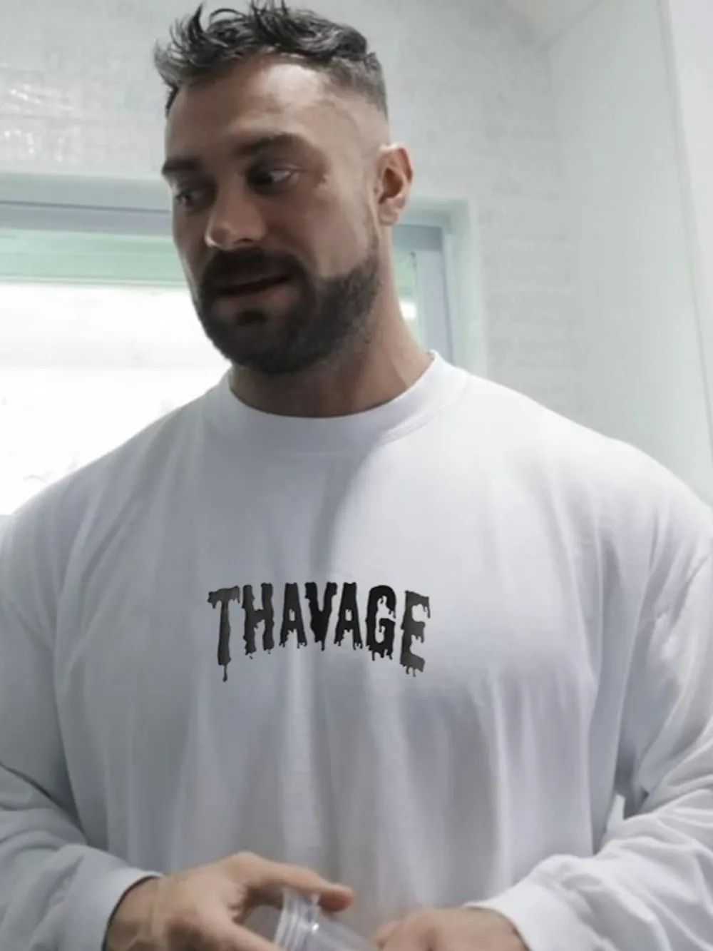 Men's Plus Size Letter Round Neck Long Sleeve T-Shirt, image 3