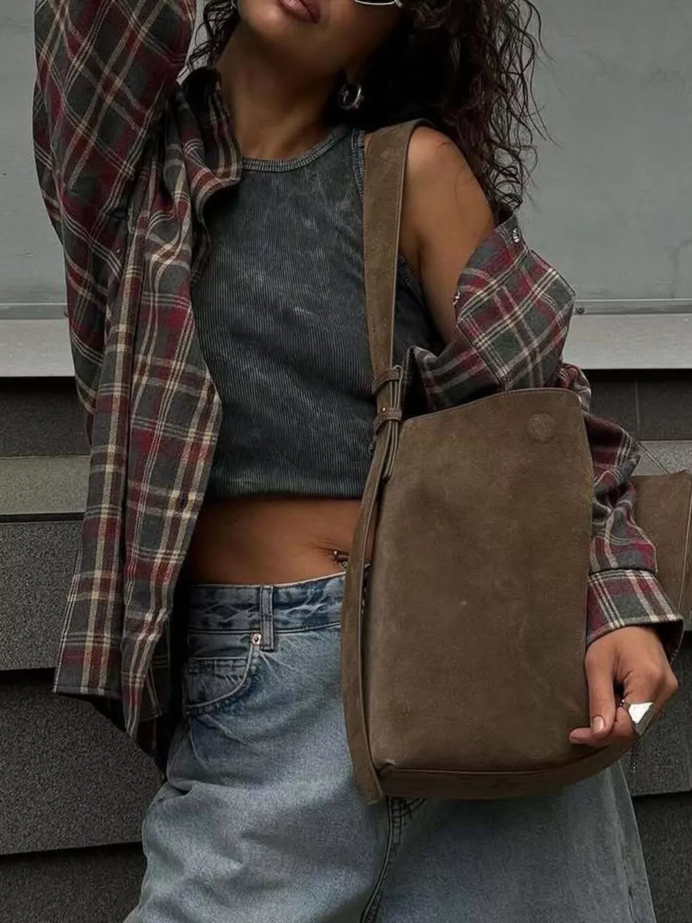 Oversized Plaid Button Up Shirt, image 5