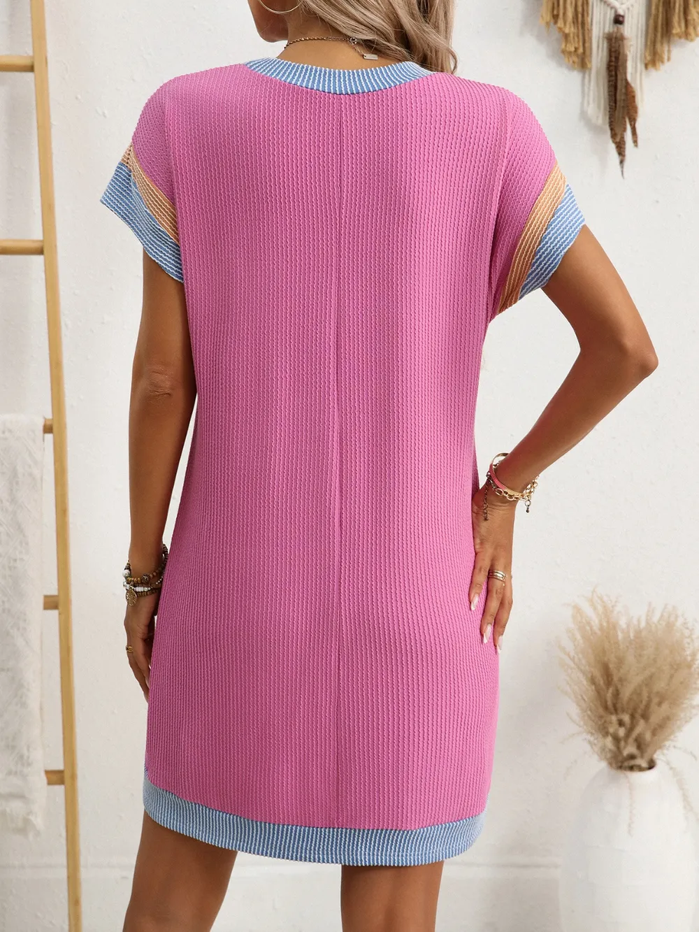 Round Neck Short Sleeve Mini Dress, image 19