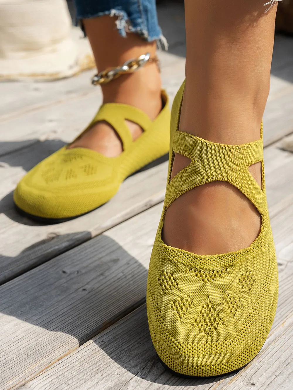 Knit Mary Jane Slip-On Loafers with Strap, image 4