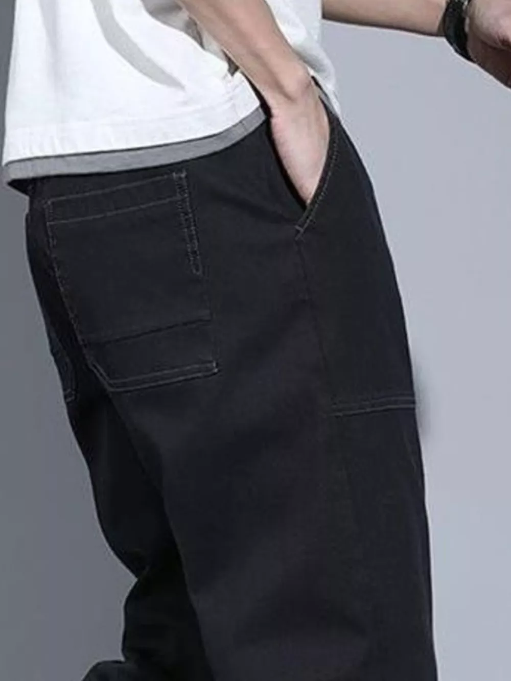 Men's Full Size Casual Drawstring Jeans Plus Size, image 5