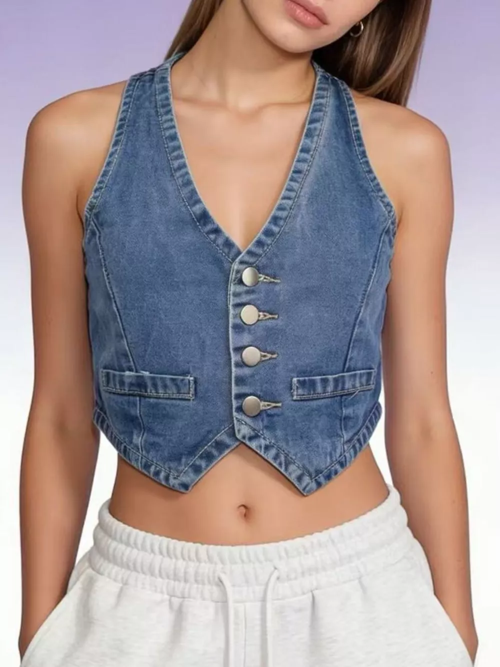 Button-Down Denim Vest, image 12