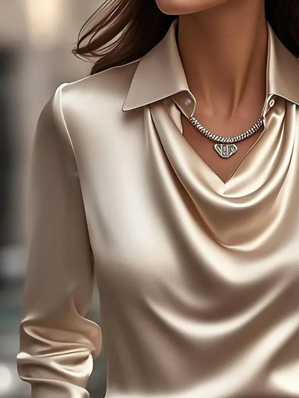 Full Size Long Sleeve Blouse with Collar Plus Size, image 11