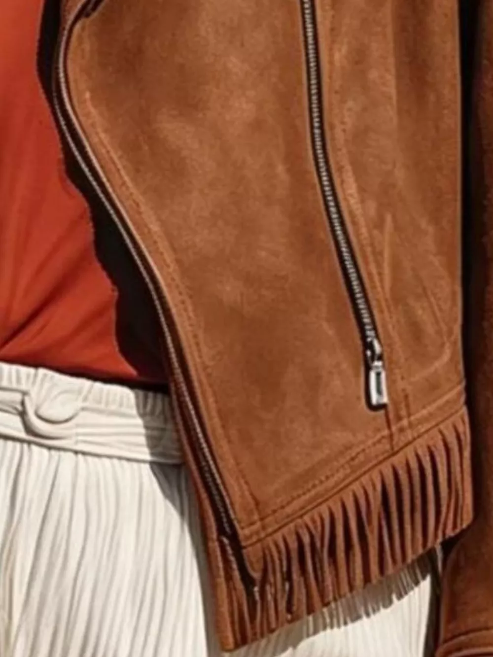 Faux Suede Fringe Moto Jacket, image 6