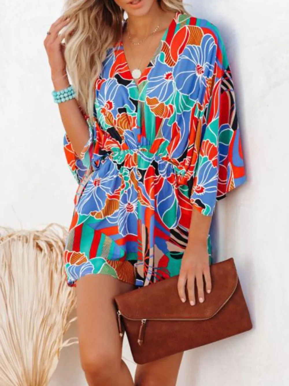Oversized Tied Back Printed Romper, image 5