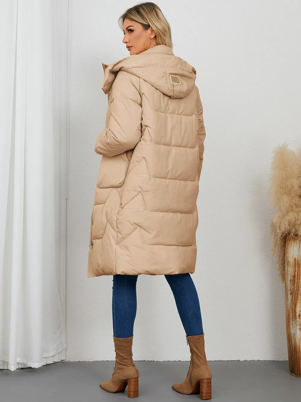 Long Sleeve Longline Hooded Winter Coat, image 14