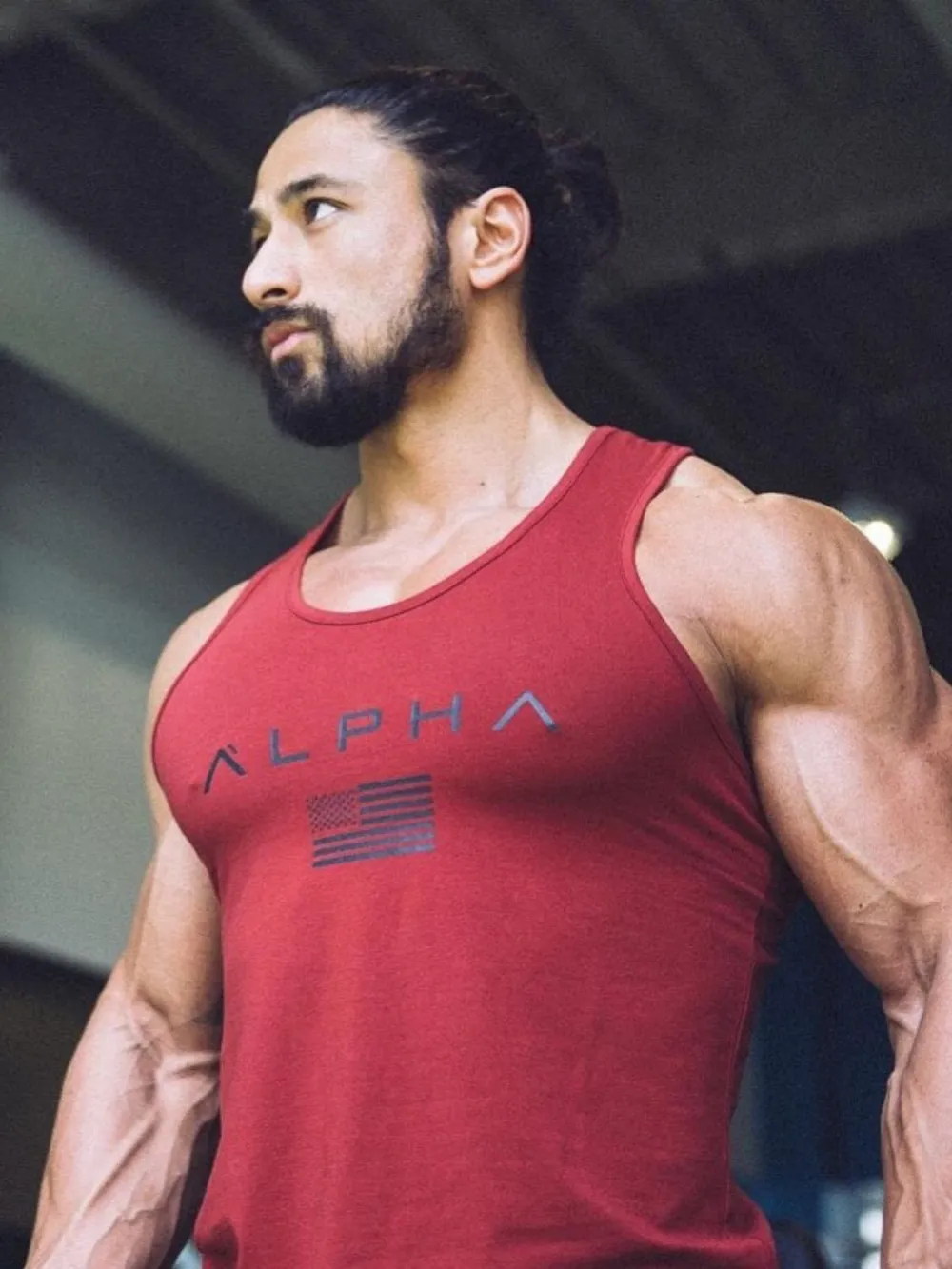 Men's US Flag Round Neck Tank, image 3
