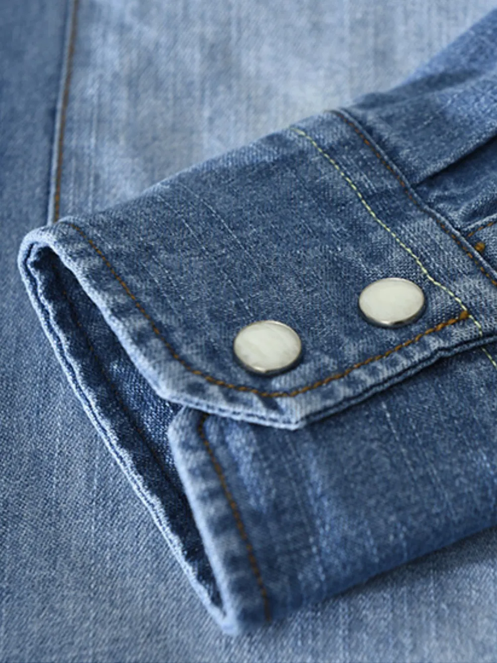 Men's Plus Size Button Up Long Sleeve Denim Shirt, image 4