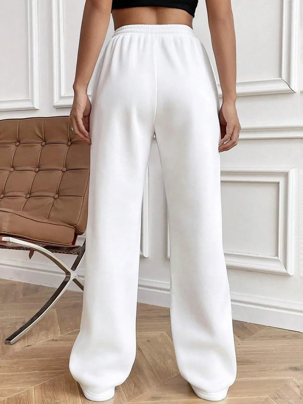 Drawstring Elastic Waist Pants with Pockets, image 4
