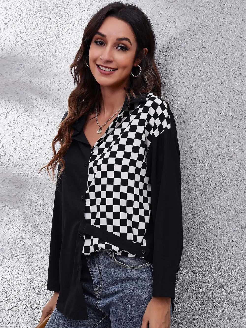 Printed Collared Neck Long Sleeve Shirt, image 2