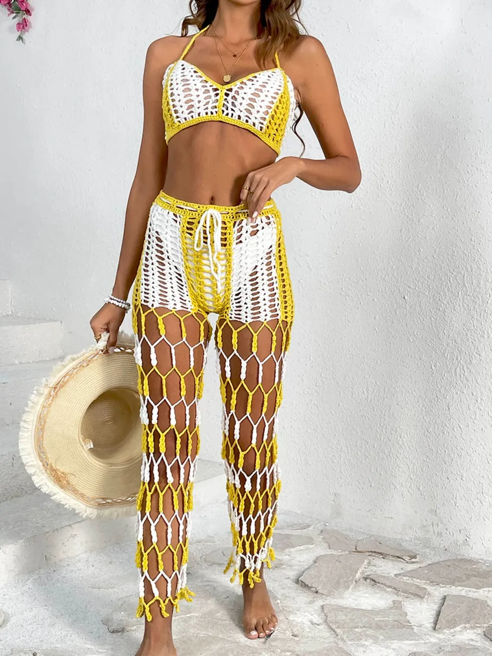 Cutout Halter Neck Top and Pants Two-Piece Swim Set, image 13