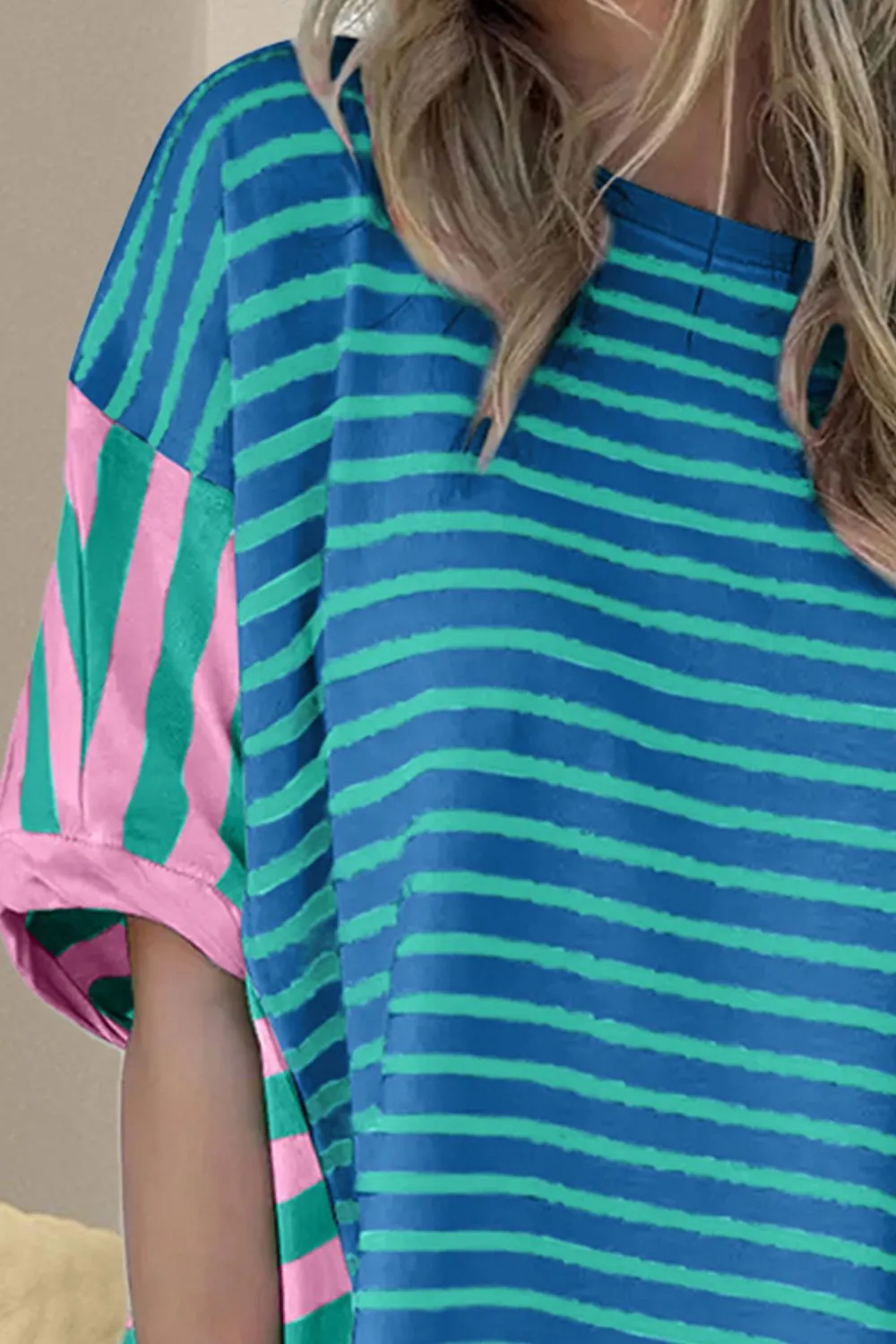Striped Round Neck Half Sleeve T-Shirt, image 3