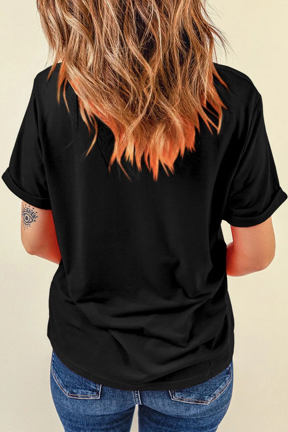 Letter Graphic Round Neck Short Sleeve T-Shirt, image 3