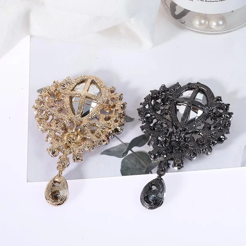 Alloy Rhinestone Teardrop Brooch, image 7
