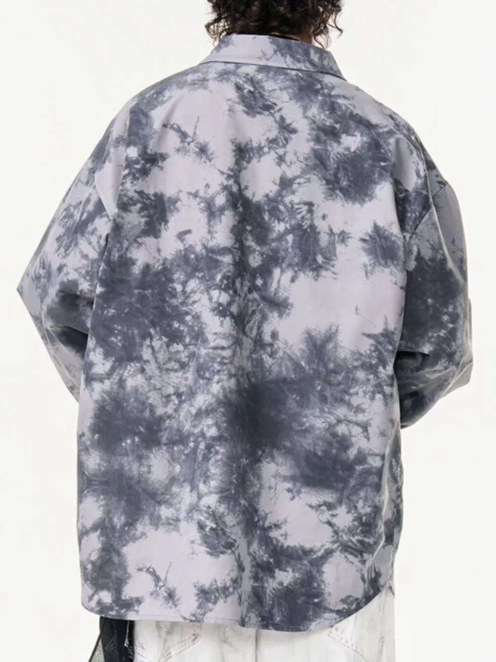 Men's Plus Size Tie-Dye Oversized Button-Up Shirt, image 6
