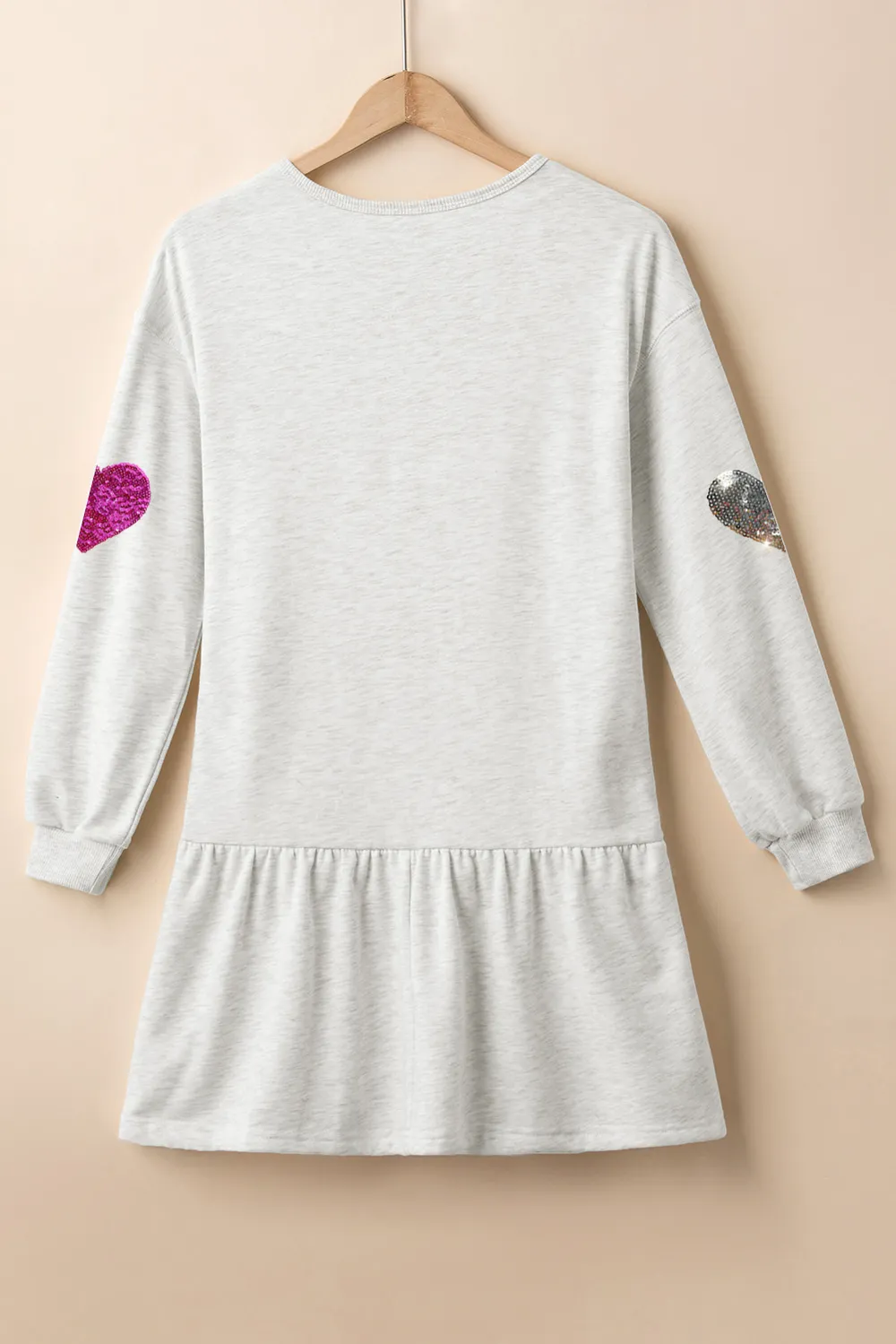 Sequin Heart Round Neck Long Sleeve Mini Dress, image 5