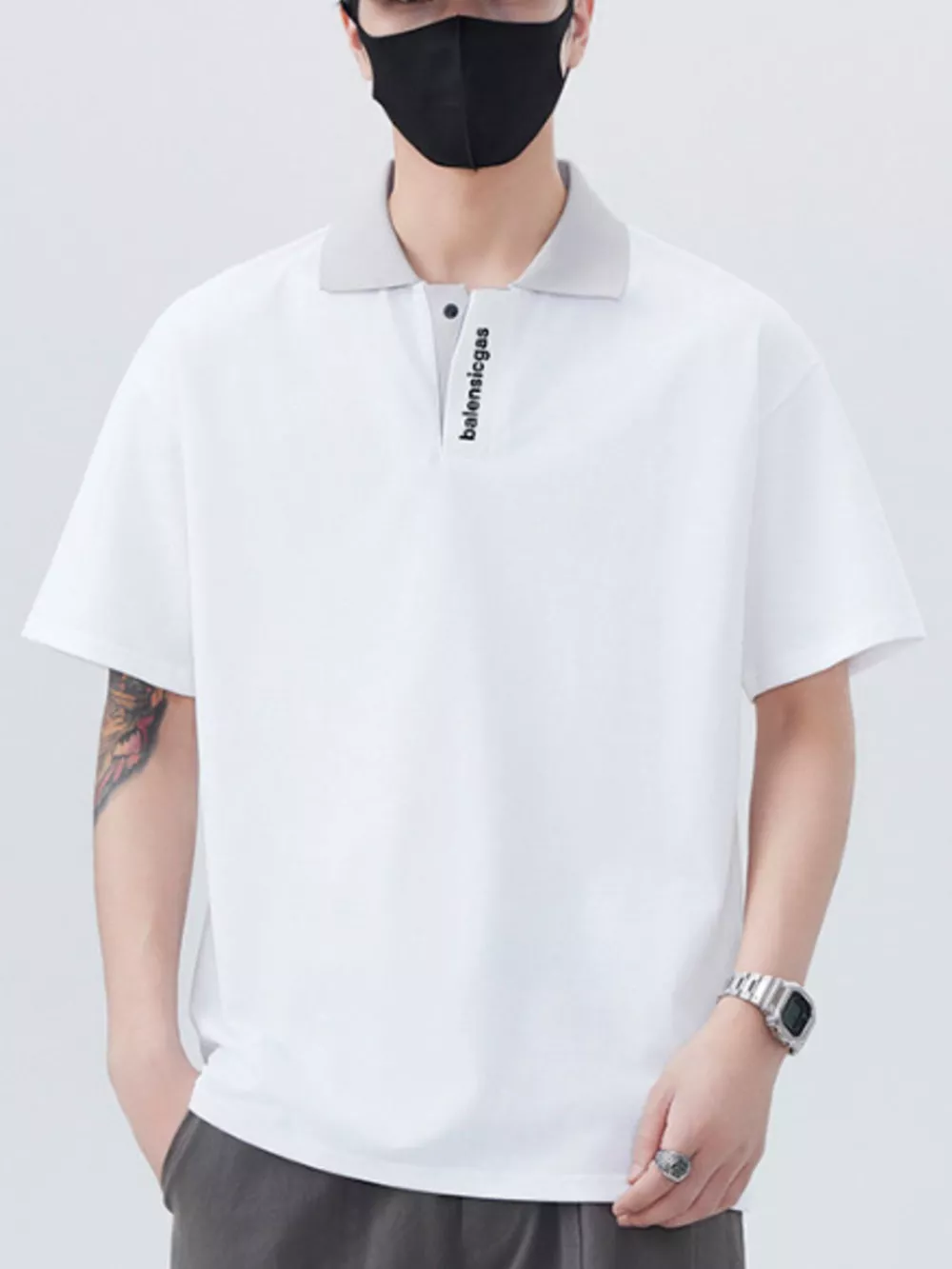 Men's Plus Size Contrast Collar Short Sleeve Polo, image 10