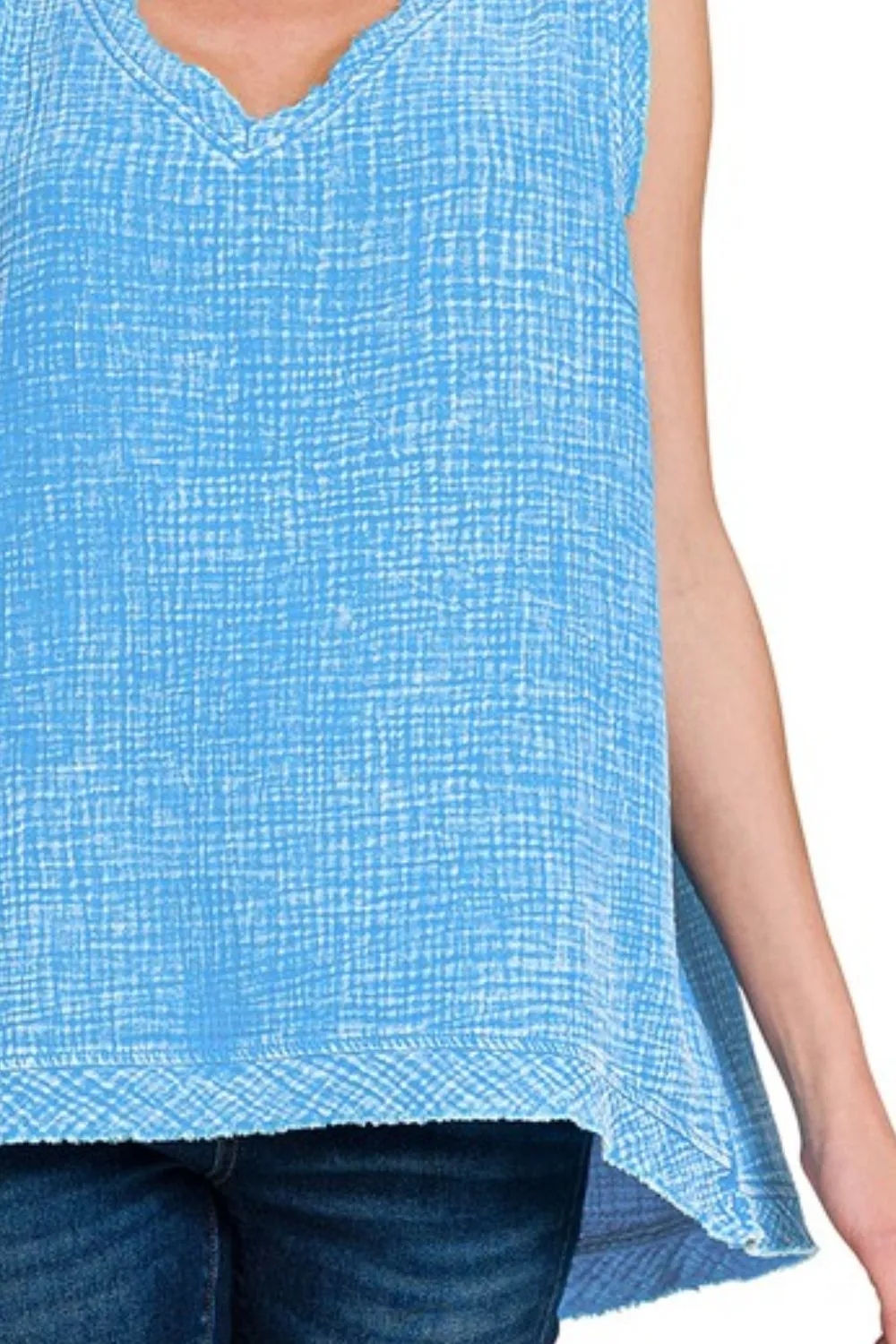Double Gauze Raw Edge Acid Washed Tank, image 3