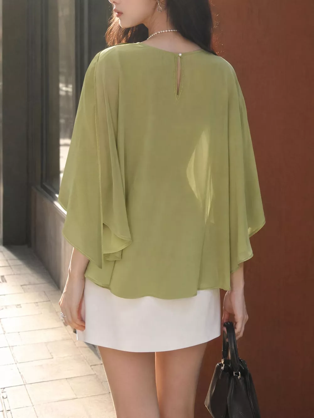Layered Flutter Sleeve Chiffon Blouse, image 2