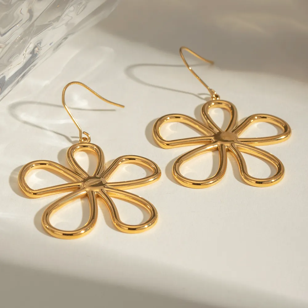 18K Gold-Plated Flower Earrings, image 4