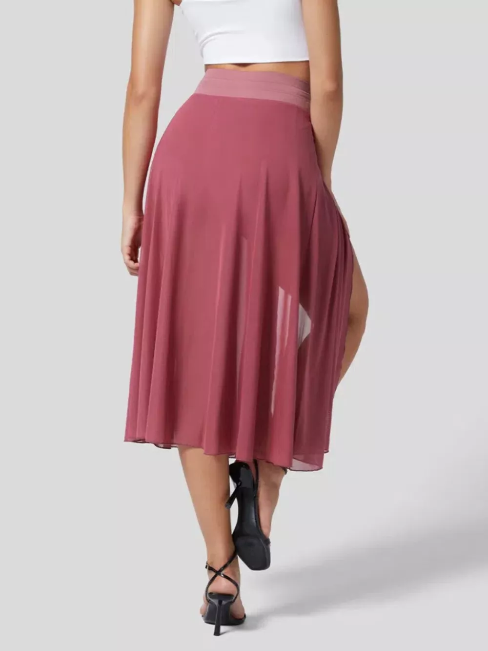 Slit Flowy Skirt with Shorts Liner, image 19