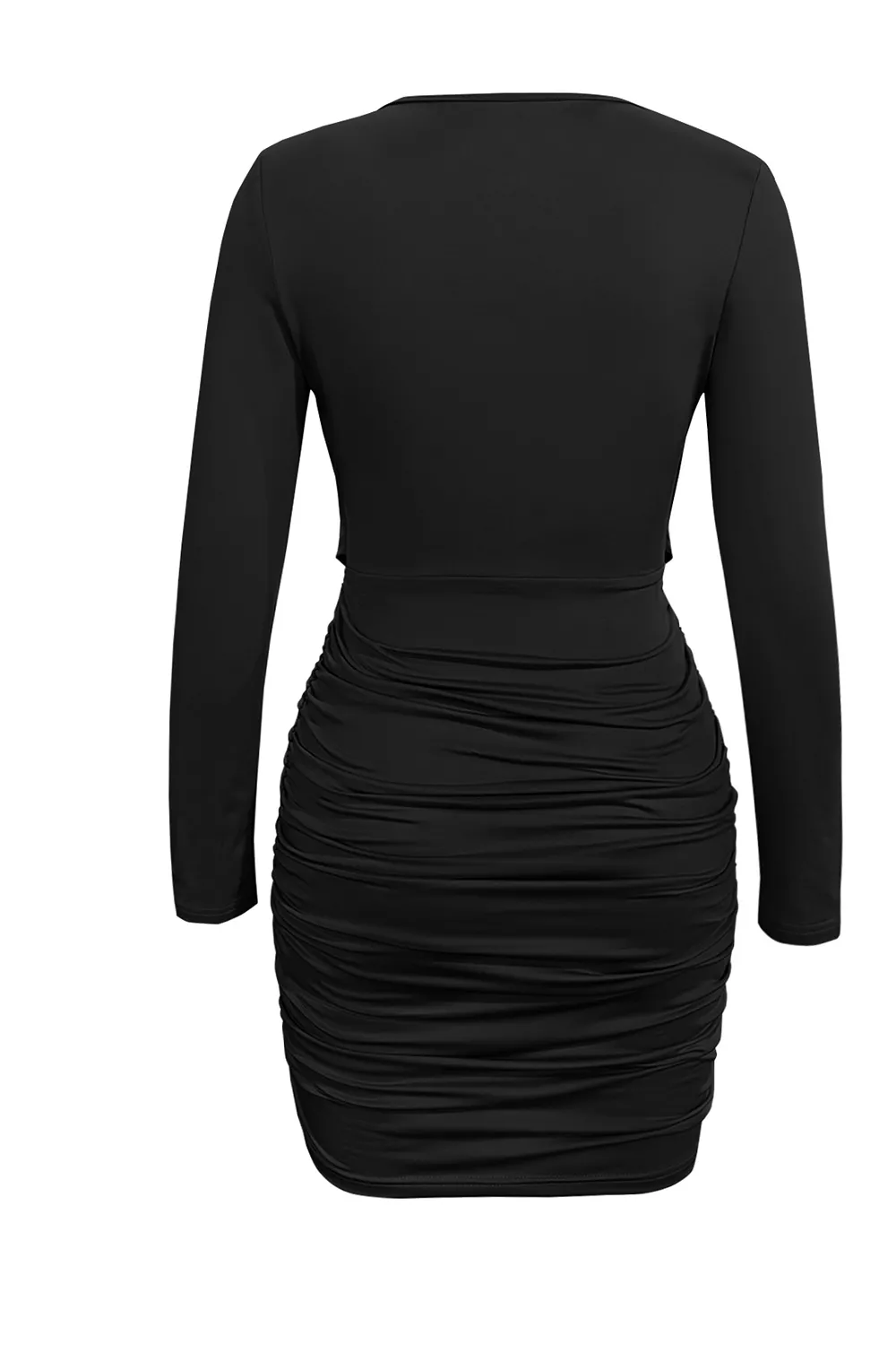 Ruched Cowl Neck Long Sleeve Mini Dress, image 4