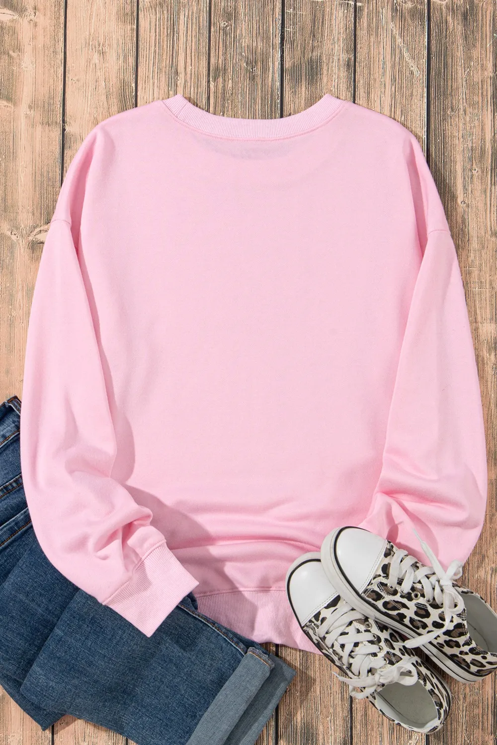 Bow Graphic Round Neck Long Sleeve Sweatshirt, image 4