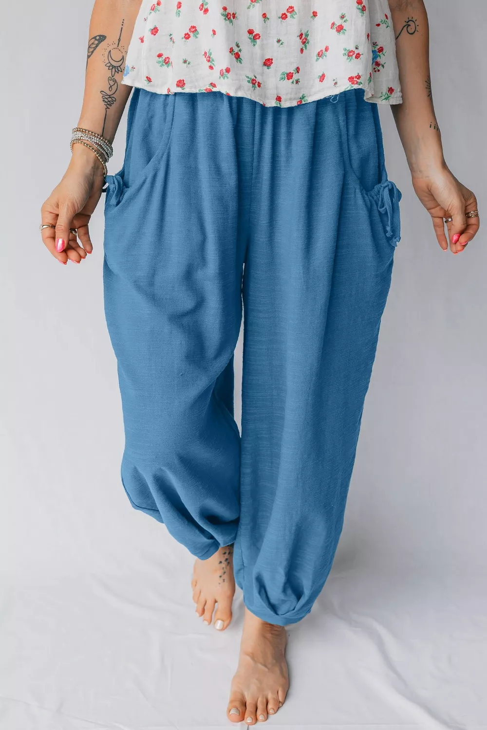 Smocked Waist Casual Jogger Style Pants