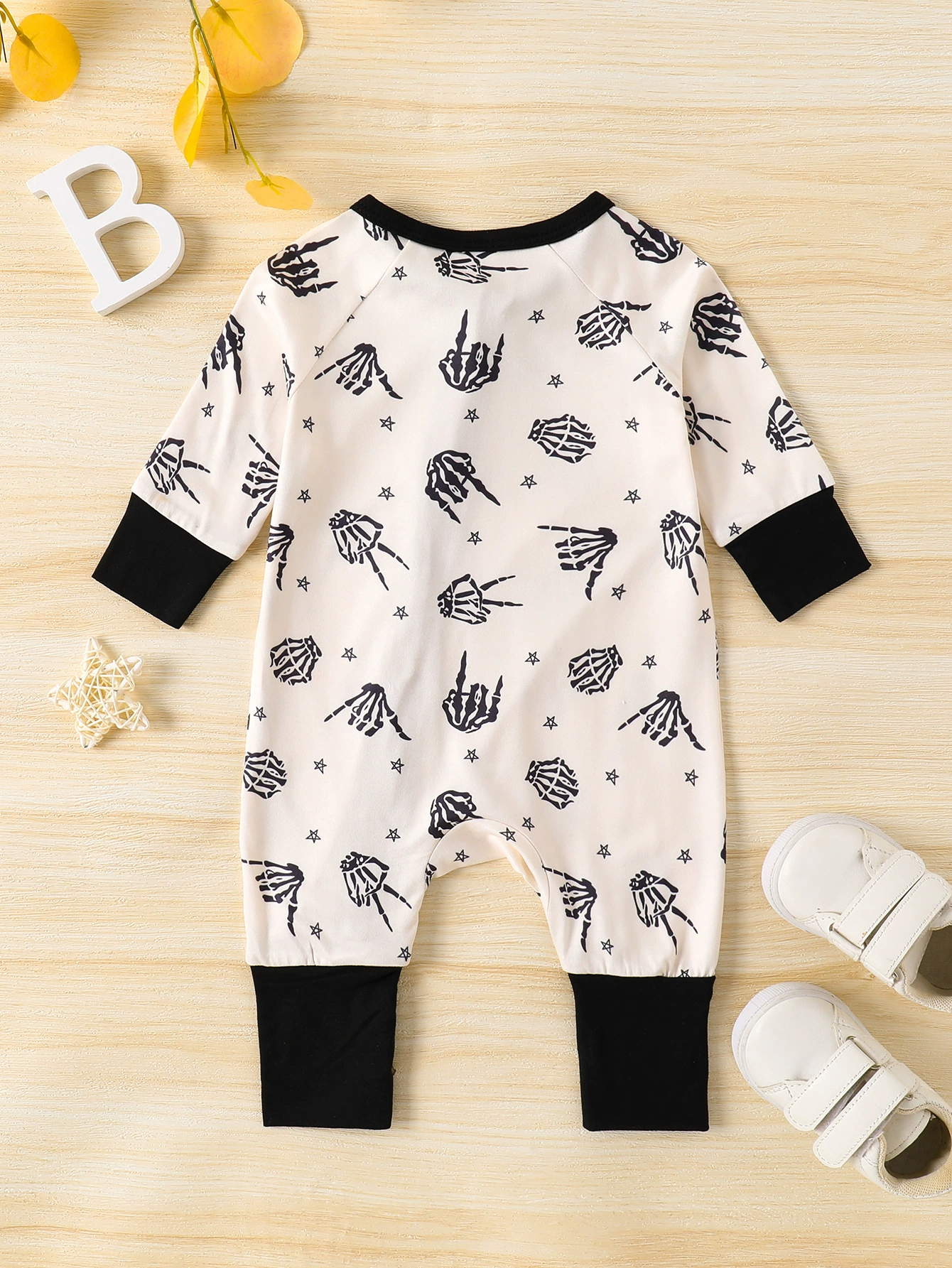 Children's Skeleton Hand Print Zipper Front One-Piece, image 5