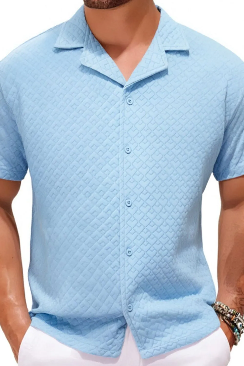 Men's Plus Size Button Down Short Sleeve Shirt, image 2