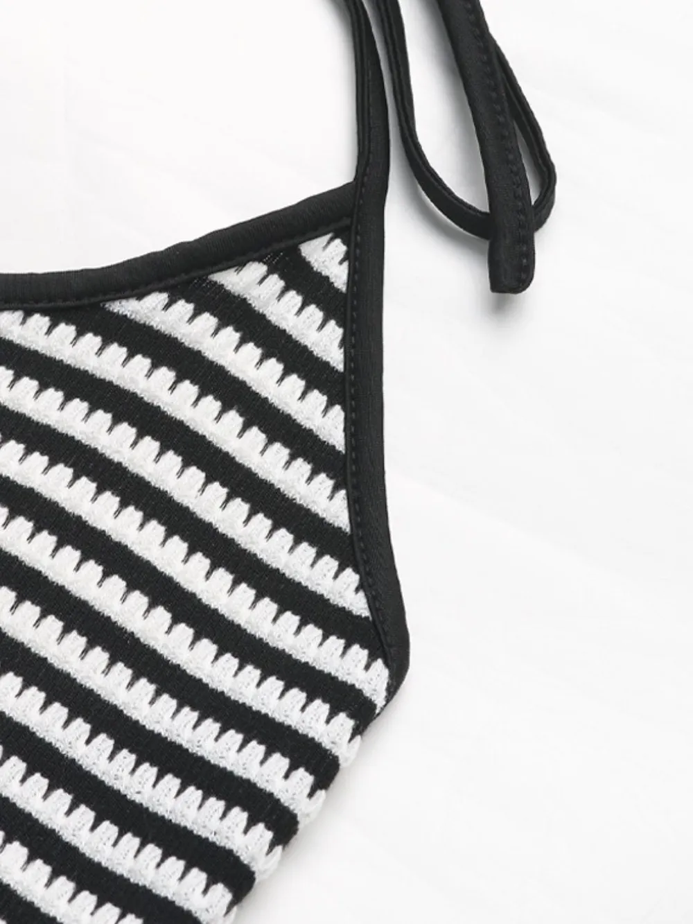 Striped Halter Neck Top and Slit Skirt Set, image 4