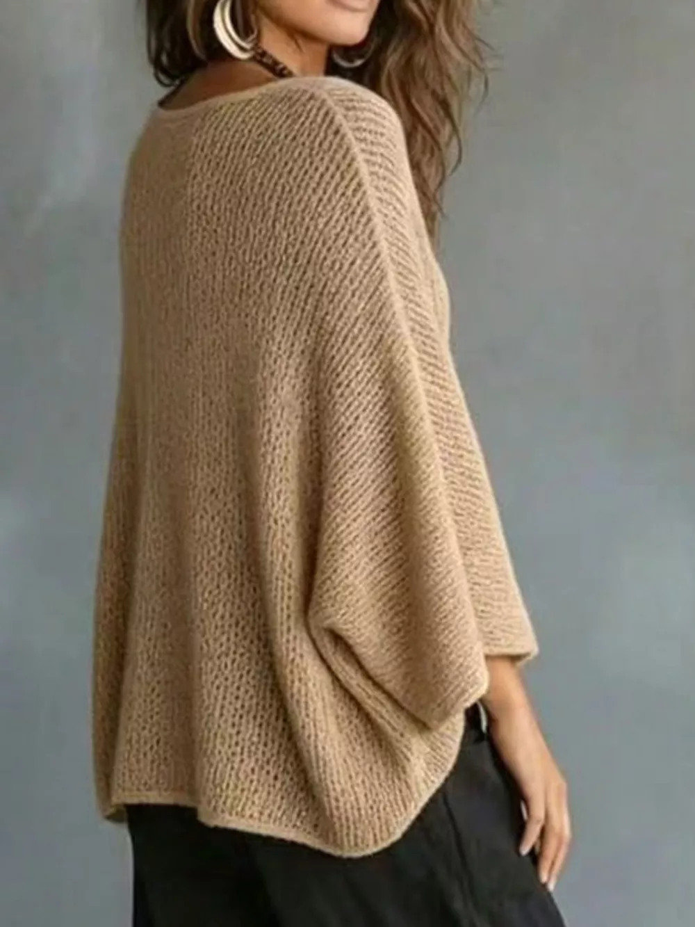 V-Neck Batwing Sleeve Sweater, image 9