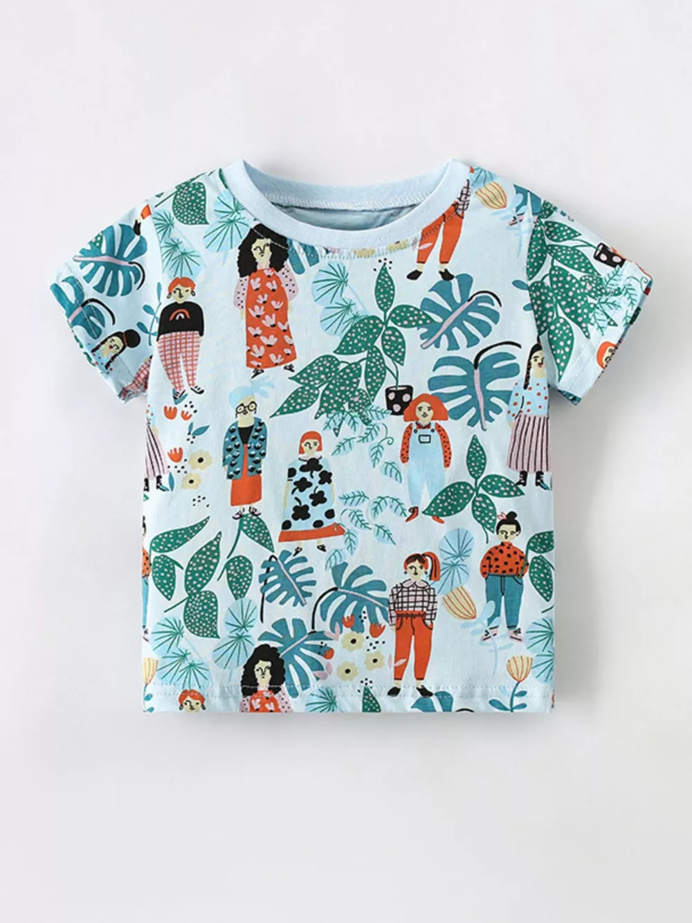 Children's Botanical Print Crew Neck Short Sleeve T-Shirt