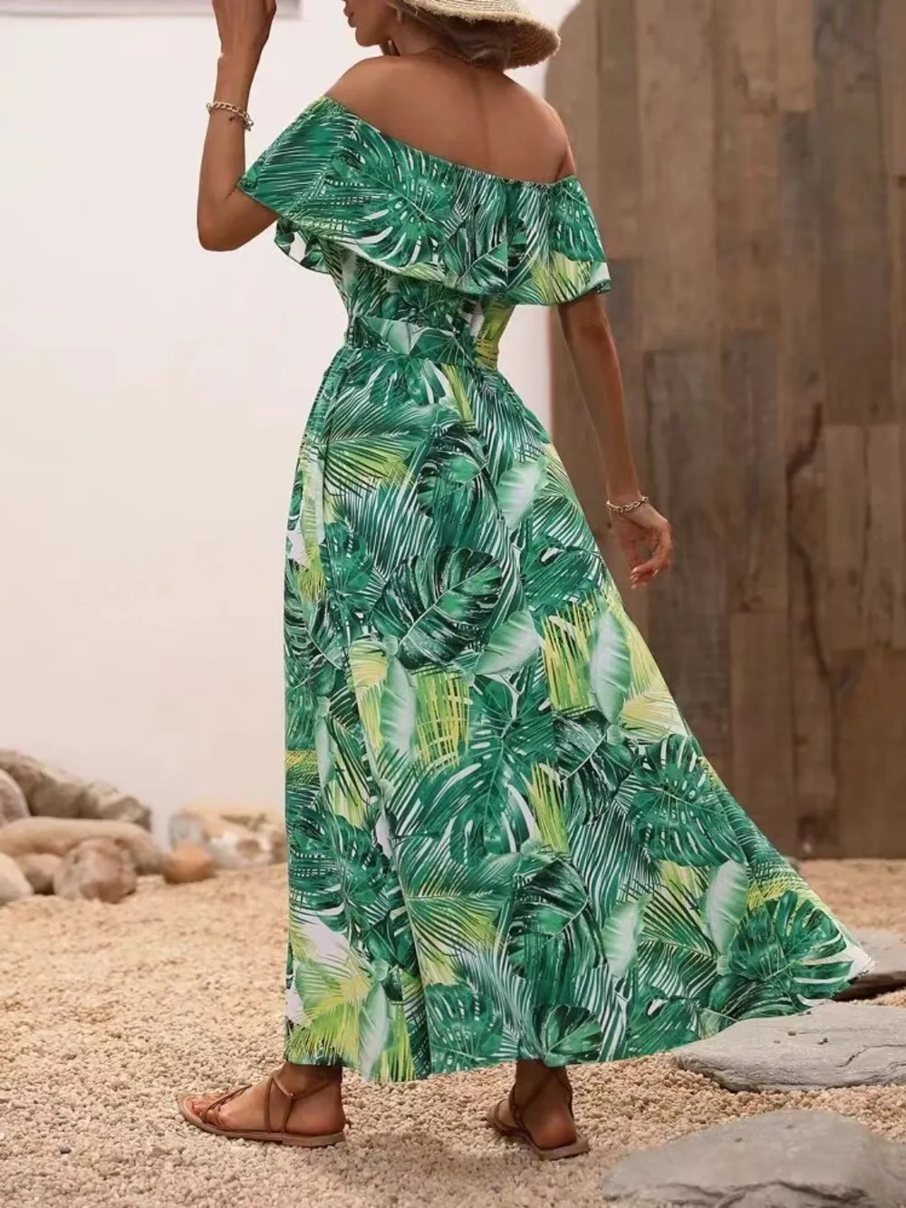 Ruffled Printed Off Shoulder Maxi Dress, image 12