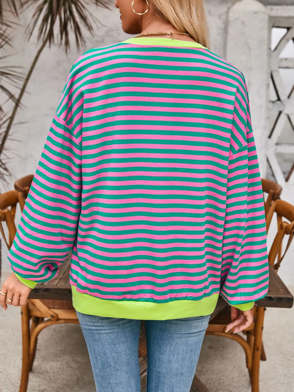 Contrast Striped Long Sleeve Sweatshirt, image 18