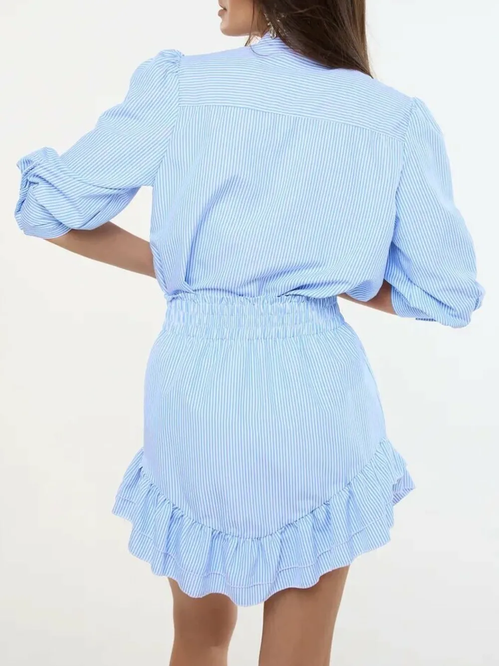 Striped Shirt and Skirt Set with Ruffle Details, image 6