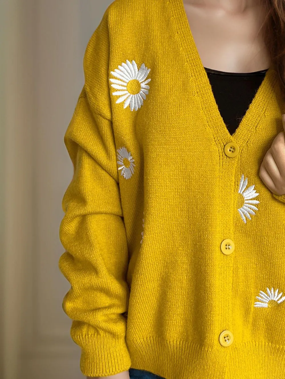 Daisy Button Up V-Neck Cardigan, image 14