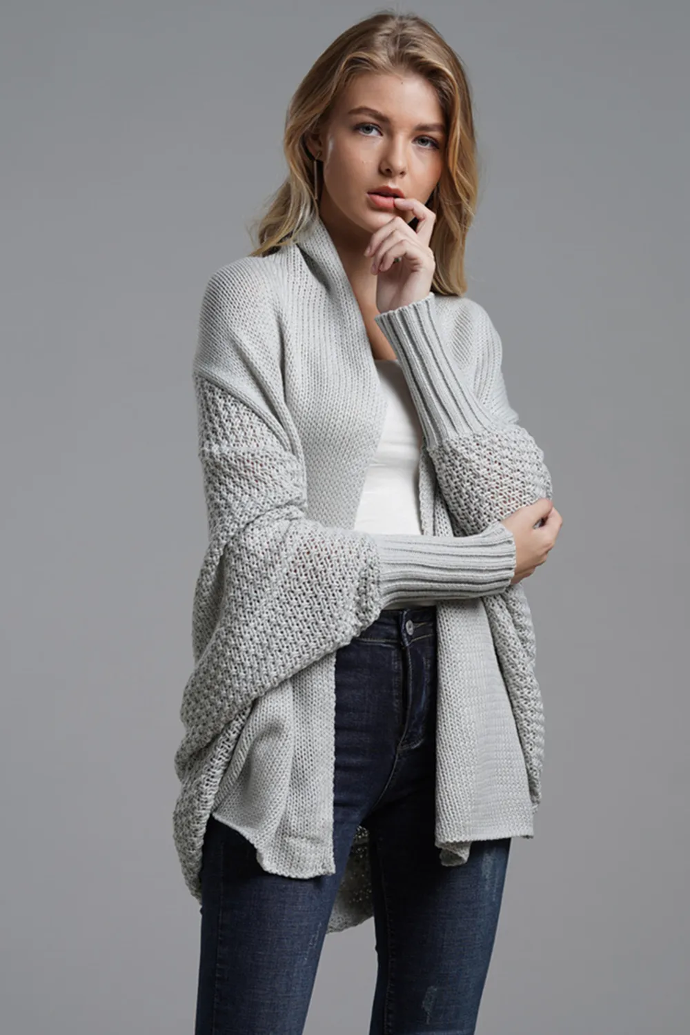 Open Front Batwing Sleeve Cardigan, image 3
