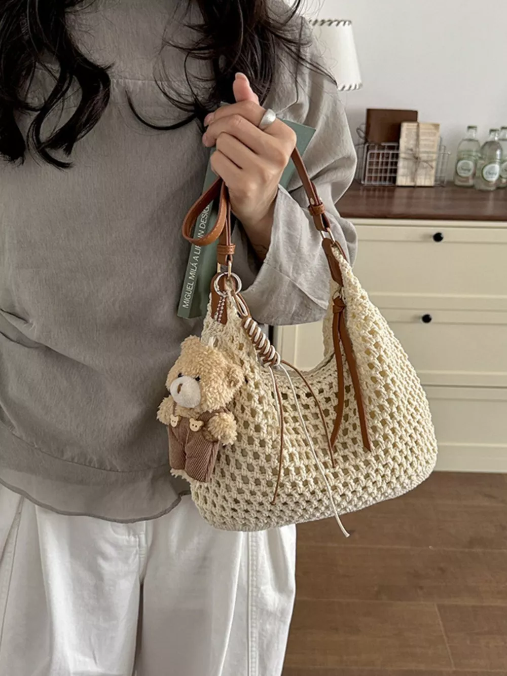 Crochet Knit Crossbody Bag, image 8